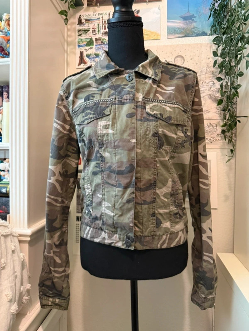Ashley by 26 International Camo Military Utility Jacket Size M Y2K